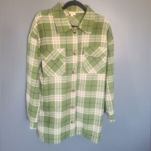Hem & Thread Green and White Plaid Shacket